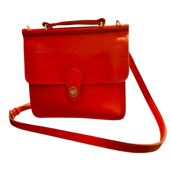 Coach Handbags - Vintage Coach Willis Bag 9927 Red Glove Tanned Leather Top Handle Crossbody